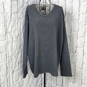 **No‎ Brand Label Gray with White Threading Oversized Sweater Large